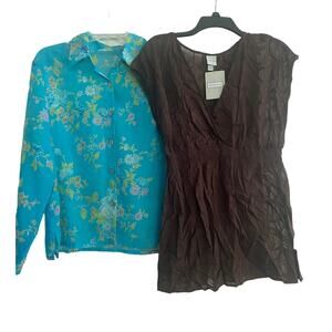 NWT Lot of 2 Women's Size 16W/18W Blouses Tops Merona Crazy Horse Collection